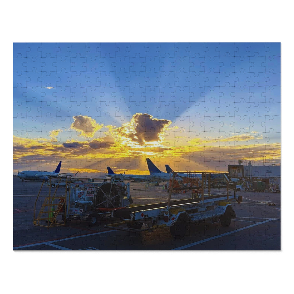 Sunset Airport Jigsaw Puzzle with Tin, Travel Gift, Family Activity, Puzzle Lovers, Home Decor, Mindfulness Game