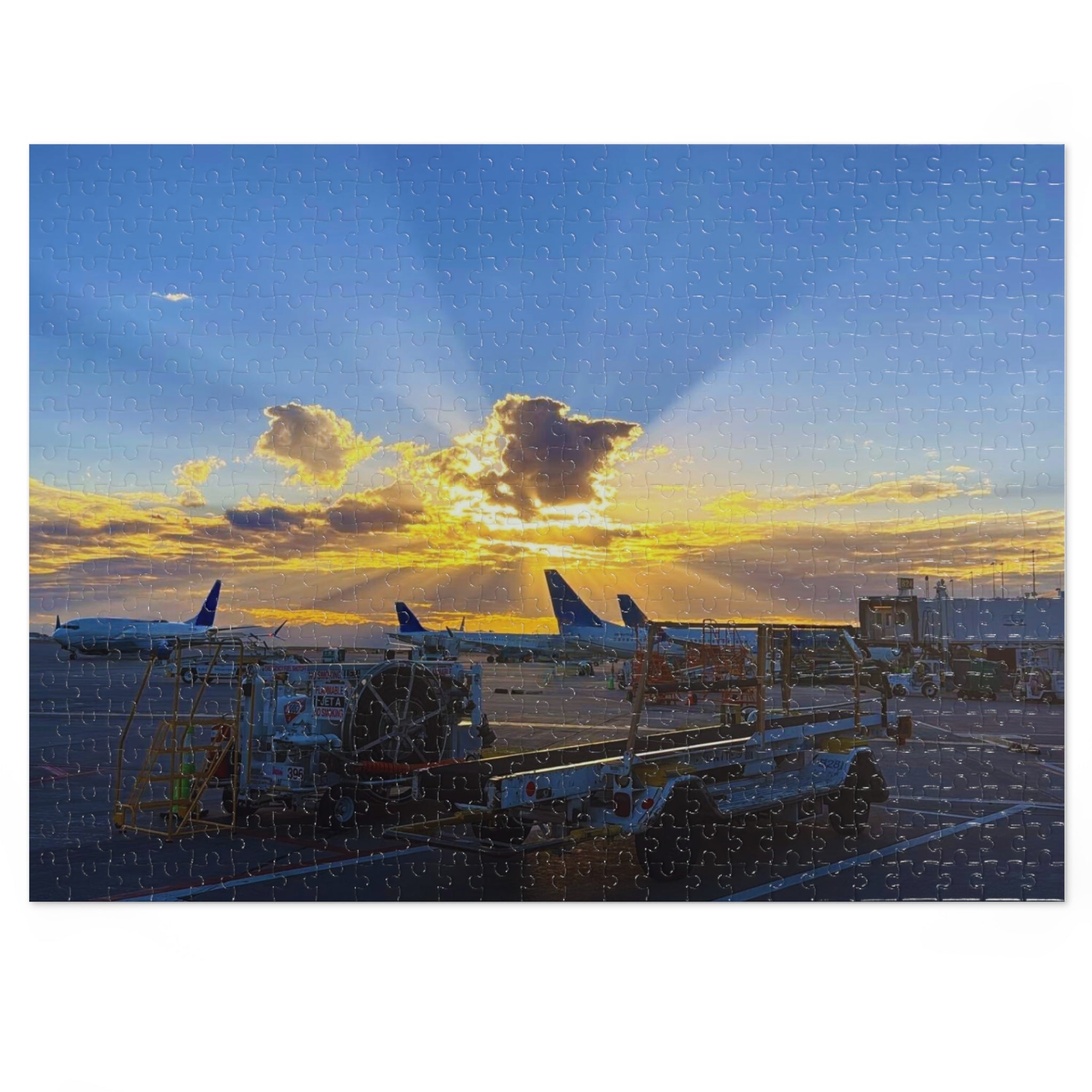 Sunset Airport Jigsaw Puzzle with Tin, Travel Gift, Family Activity, Puzzle Lovers, Home Decor, Mindfulness Game