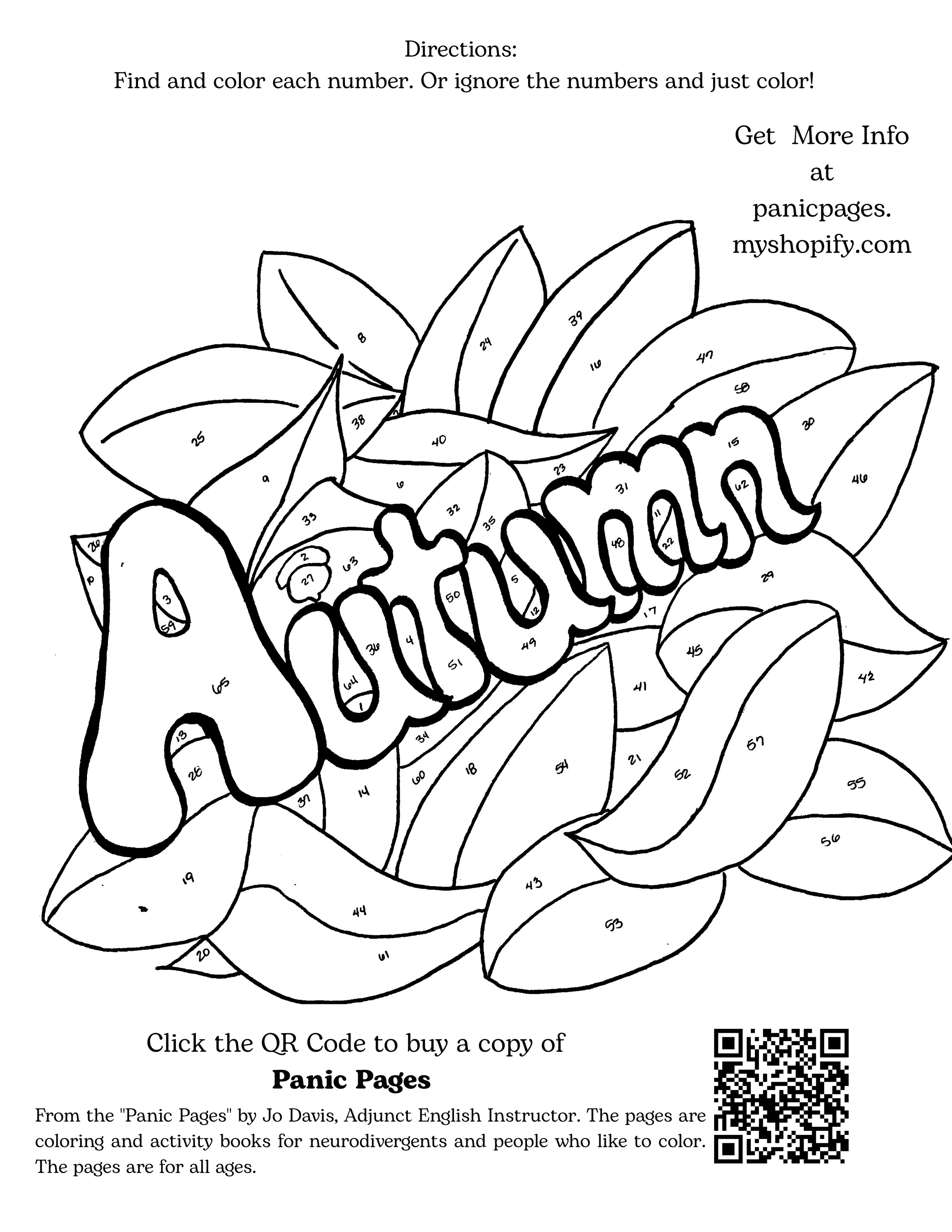 Fall Panic Pages Downloadable, Printable PDF